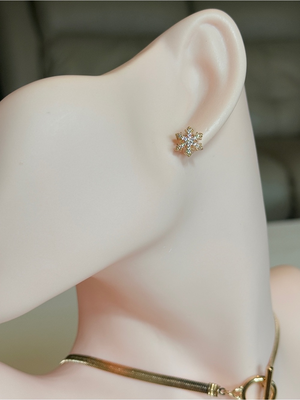 Gold Floral CZ Stud Earrings